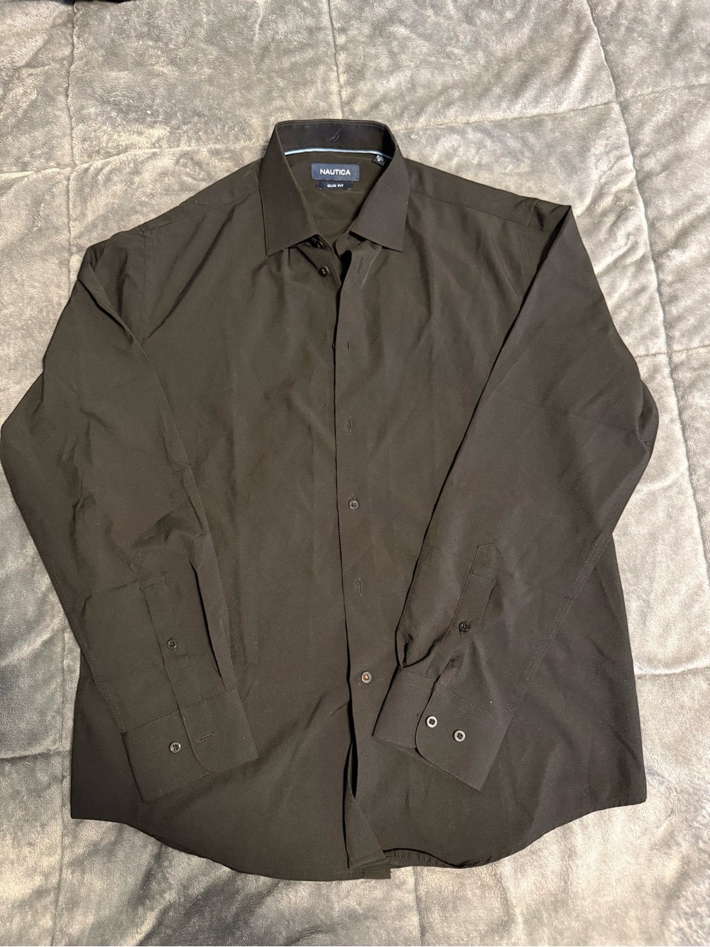Nautica Men’s Black Slim Fit Long Sleeve Dress Shirt